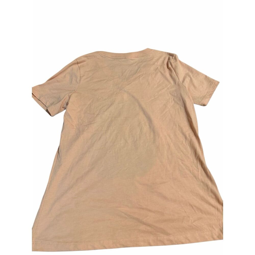 Bella Canvas M Peach V-Neck Tee with Native American Graphic Fringe Trim Detail - Picture 5 of 7